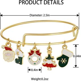 img 3 attached to 🎄 SISMIURRA Women's Christmas Expandable Charm Bracelet with Christmas Tree Bangle & Adjustable Santa Charm - Red & Green Jewelry for the Holiday Season - Perfect Gifts for Women & Girls