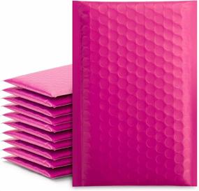img 4 attached to 💌 Fuxury/Fu Global 4x8" 50Pcs Poly Bubble Mailers #000: Self Seal Padded Envelopes Bulk with Bubble Lined Wrap - Pink