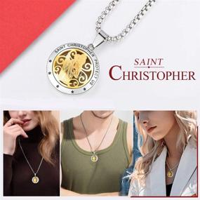 img 2 attached to 📿 FaithHeart Stainless Steel Saint Pendant Necklace: Custom Engraved Saints Jewelry with Essential Oil Diffuser Locket - Saint Michael, Christopher, Anthony, St. Joseph, or Patrick - Includes Send Gift Box