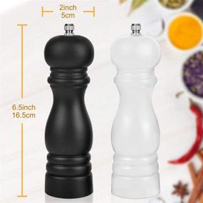 img 3 attached to 🌶️ Premium Salt and Pepper Grinder Set - Wood Shakers with Ceramic Core, Adjustable Coarseness - Perfect for Spices/Chili/Sesame - Refillable Manual Salt Pepper Mill - 6.5 Inch (Black+White)