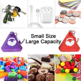 img 2 attached to 🎅 2Pcs Santa Claus Coin Purse Gift Pouch Mini Wallet for Adults & Kids, 100% BPA Free Silicone, New Year and Christmas Decorative, Coin/Candy/Toy/Key/Small Objects Bag for Festivals and Daily Use (Red and Purple)