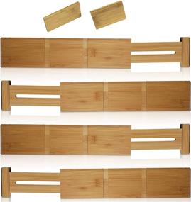 img 4 attached to 🍴 One Cottage Kitchen Drawer Dividers: Adjustable Bamboo Organizer for Flatware, Silverware & Utensils - Wooden Separators for 12.25 to 17.25-Inch-Long Drawers - Set of 4 (Natural Wood, 12.25" to 17.25")