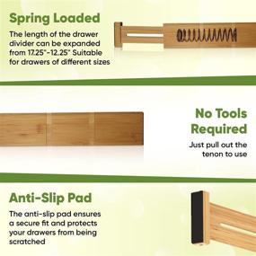 img 2 attached to 🍴 One Cottage Kitchen Drawer Dividers: Adjustable Bamboo Organizer for Flatware, Silverware & Utensils - Wooden Separators for 12.25 to 17.25-Inch-Long Drawers - Set of 4 (Natural Wood, 12.25" to 17.25")