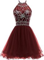 👗 ellames women's champagne beaded homecoming dress: perfect attire for women's clothing logo