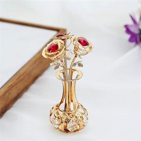 img 1 attached to 🌹 Matashi 24K Gold Plated Flowers Bouquet and Vase Ornament with Red-Clear Crystal Accents | Home Decor Showpiece for Bedroom Living Room | Christmas, Valentine's Day, Mother's Day, Birthday Holiday Gift