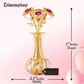 img 2 attached to 🌹 Matashi 24K Gold Plated Flowers Bouquet and Vase Ornament with Red-Clear Crystal Accents | Home Decor Showpiece for Bedroom Living Room | Christmas, Valentine's Day, Mother's Day, Birthday Holiday Gift