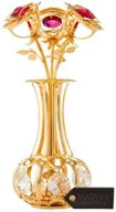 🌹 matashi 24k gold plated flowers bouquet and vase ornament with red-clear crystal accents | home decor showpiece for bedroom living room | christmas, valentine's day, mother's day, birthday holiday gift logo
