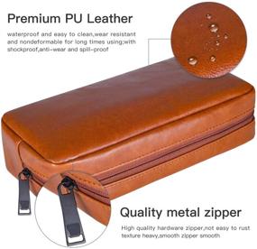 img 2 attached to 📱 Premium Electronics Organizer Case - PU Leather Storage Bag for Charger Adapter, Mouse, Cables - Home, Office, Business, Travel & Cosmetics Kits