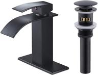 voton black waterfall bathroom faucet - single handle lavatory faucet 🚰 with pop-up drain: sleek basin mixer tap for rv/vessel - deck mount logo