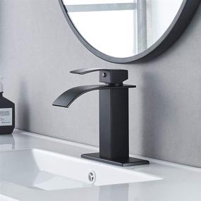 img 2 attached to VOTON Black Waterfall Bathroom Faucet - Single Handle Lavatory Faucet 🚰 with Pop-up Drain: Sleek Basin Mixer Tap for RV/Vessel - Deck Mount