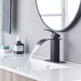 img 1 attached to VOTON Black Waterfall Bathroom Faucet - Single Handle Lavatory Faucet 🚰 with Pop-up Drain: Sleek Basin Mixer Tap for RV/Vessel - Deck Mount