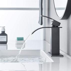 img 3 attached to VOTON Black Waterfall Bathroom Faucet - Single Handle Lavatory Faucet 🚰 with Pop-up Drain: Sleek Basin Mixer Tap for RV/Vessel - Deck Mount