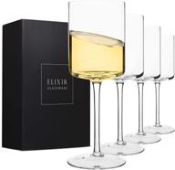 🍷 elixir glassware crystal wine glasses - set of 4 - 14 oz stemware for red & white wine - entertaining drinkware for parties - lead-free glass - unique modern design logo