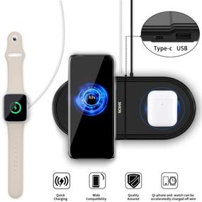 img 3 attached to 🔌 2-in-1 Fast Charging Dock Station with USB Port for iPhone 12/12 Pro/Max/12 Mini/SE 2020/11 Pro/XS, Qi Enabled Phones, Airpods, Galaxy Buds. Compatible with Samsung Galaxy Watch. NOIHK Wireless Charger Pad.