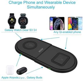 img 2 attached to 🔌 2-in-1 Fast Charging Dock Station with USB Port for iPhone 12/12 Pro/Max/12 Mini/SE 2020/11 Pro/XS, Qi Enabled Phones, Airpods, Galaxy Buds. Compatible with Samsung Galaxy Watch. NOIHK Wireless Charger Pad.