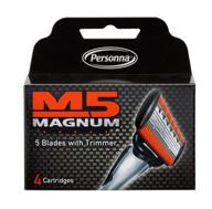 🪒 m5 magnum razor blades with trimmer - 4 replacement cartridges per pack: superior seo-optimized shaving essentials logo