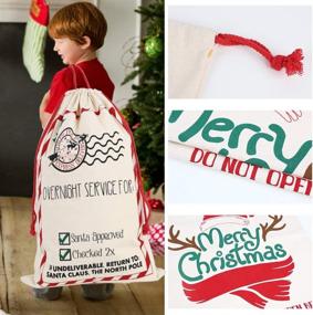 img 2 attached to 🎅 Large Size Personalized Christmas Santa Sack Bag, 2PCS Canvas Santa Sack Christmas Bag - 26.8"x19.3