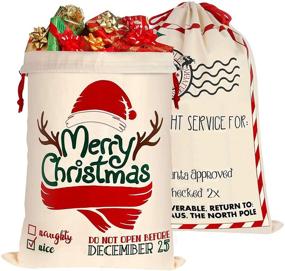 img 4 attached to 🎅 Large Size Personalized Christmas Santa Sack Bag, 2PCS Canvas Santa Sack Christmas Bag - 26.8"x19.3