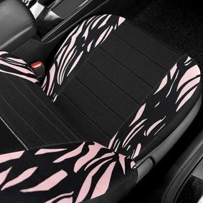 img 1 attached to GIANT PANDA Pink Zebra Print Cloth Front Car Seat Covers