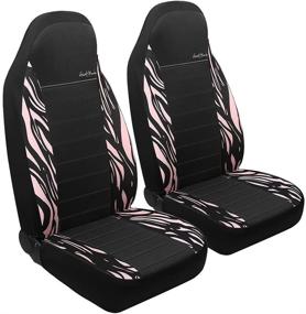 img 4 attached to GIANT PANDA Pink Zebra Print Cloth Front Car Seat Covers