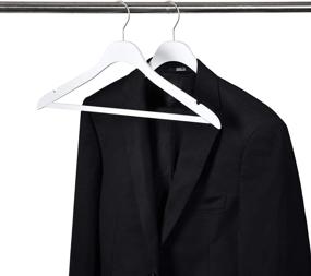 img 2 attached to 👕 20 Premium Space Saving Wooden Hangers for Shirts, Blouses, Pants - White Finish + Pant Bar Included