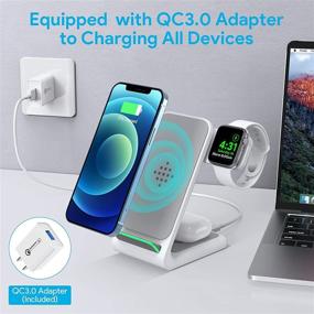 img 2 attached to 🔌 3-in-1 Wireless Charging Stand Dock for iWatch 7/SE/6/5/4/3/2, Airpods Pro/2, iPhone 13/13 Pro/12/11/Xr/Xs/X/8/Samsung S21 - Qi-Certified, with QC 3.0 Adapter