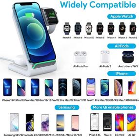 img 3 attached to 🔌 3-in-1 Wireless Charging Stand Dock for iWatch 7/SE/6/5/4/3/2, Airpods Pro/2, iPhone 13/13 Pro/12/11/Xr/Xs/X/8/Samsung S21 - Qi-Certified, with QC 3.0 Adapter