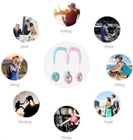 img 3 attached to 🏃 USB Rechargeable Portable Outdoor Sports Fan - Wearable Neck Fan for Running, Fitness, and Cycling with 1500mAh Battery Capacity - 360° Free Rotation - Pure White