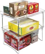 sorbus stackable shelves: organize cabinets & countertops with foldable storage stand racks - clear plastic/metal design logo