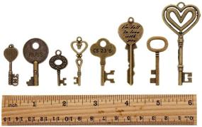 img 1 attached to 🔑 100 Vintage Antique Bronze Mixed Skeleton Key Charms Pendants for DIY Jewelry Making and Handcrafting