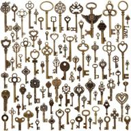 🔑 100 vintage antique bronze mixed skeleton key charms pendants for diy jewelry making and handcrafting logo