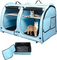 🐱 porayhut mispace: portable twin compartment show house cat cage/condo - foldable & carryable kennel with portable carry bag, hammocks, mats, and litter box - ideal for comfy puppy home and travel logo