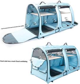 img 2 attached to 🐱 porayhut Mispace: Portable Twin Compartment Show House Cat Cage/Condo - Foldable & Carryable Kennel with Portable Carry Bag, Hammocks, Mats, and Litter Box - Ideal for Comfy Puppy Home and Travel