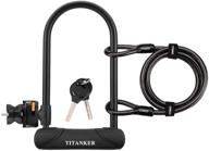 🚲 titanker u lock bike lock 14.7mm - heavy duty shackle secure locks for road and mountain bikes with 4 feet cable, mounting bracket logo