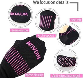 img 1 attached to 🧦 BIOAUM Women's Yoga Socks - 6 Pairs of Cotton Cushion Non Slip Grip Slipper Pilates Hospital Socks