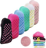 🧦 bioaum women's yoga socks - 6 pairs of cotton cushion non slip grip slipper pilates hospital socks logo