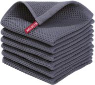 🧽 homaxy waffle weave cotton kitchen dish cloths, super soft highly absorbent quick drying dish towels, 12x12 inches, 6-pack, dark grey logo