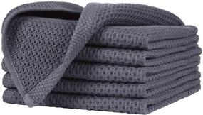 img 3 attached to 🧽 Homaxy Waffle Weave Cotton Kitchen Dish Cloths, Super Soft Highly Absorbent Quick Drying Dish Towels, 12x12 Inches, 6-Pack, Dark Grey