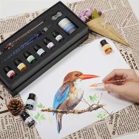 img 3 attached to 🖋️ Glass Dip Pen Ink Set with 6 Color Inks, Pen Holder, 5 Pack Washi Tape, and 2 Crystal Glass Pens - Ideal for Art, Writing, Drawing, Signatures - Perfect Gift for Kids and Artists