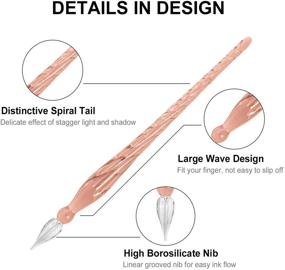 img 1 attached to 🖋️ Набор стеклянных перьев с чернилами: 6 цветов, держатель для пера, 5 рулонов Washi Tape и 2 кристальных стеклянных пера - идеально подходит для искусства, письма, рисования, подписей - отличный подарок для детей и художников