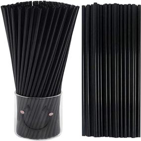 img 4 attached to 🥤 500pcs Tomnk Black Disposable Plastic Drinking Straws, 10.3 Inches