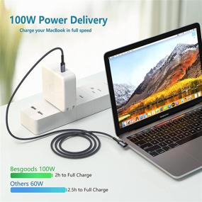 img 2 attached to 🔌 Кабель Besgoods USB C to USB C 100W – 3 фута, угол 90°, 10 Гбит/с, поддержка видео и аудио 4K – идеально подходит для MacBook Pro, Galaxy S21, SSD – черный, 2 штуки.