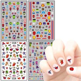 img 2 attached to 🦸 3D Self Adhesive Super Hero Nail Art Stickers - Cute Cartoon Marvel Hero Hulk Spiderman Captain America Nail Decals for Manicure, Boys, Kids, Party Decoration (4 Sheets)