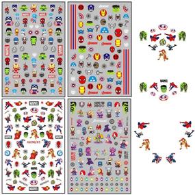 img 1 attached to 🦸 3D Self Adhesive Super Hero Nail Art Stickers - Cute Cartoon Marvel Hero Hulk Spiderman Captain America Nail Decals for Manicure, Boys, Kids, Party Decoration (4 Sheets)