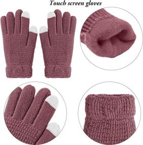 img 1 attached to 🧣 Winter Warm Knitted Scarf Beanie Hat and Gloves Set for Men and Women - Soft Stretch Hat, Scarf, and Mitten Set by Aneco