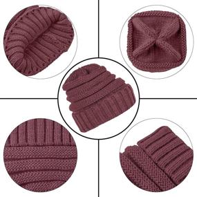 img 2 attached to 🧣 Winter Warm Knitted Scarf Beanie Hat and Gloves Set for Men and Women - Soft Stretch Hat, Scarf, and Mitten Set by Aneco