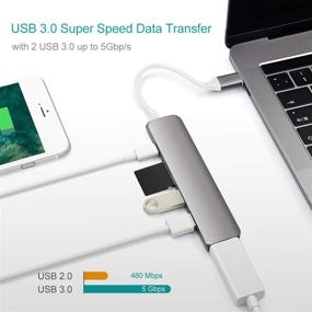 img 2 attached to ➡️ 6-in-1 Knaive USB C Hub Adapter: 4K HDMI, PD 2.0, USB 3.0, SD/TF Card Reader - Compatible with MacBook Pro Air and Other USB-C Devices