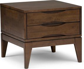 img 2 attached to Simplihome Harper Solid Hardwood 22" Wide Square Mid Century Modern Walnut Brown End Side Table with Storage, 2 Drawers, for Living Room and Bedroom - Enhanced SEO