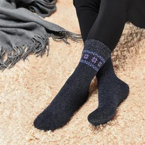 img 2 attached to 🧦 Set of 4 Women's Winter Warm Wool Crew Socks for Hiking - Soft and Comfortable