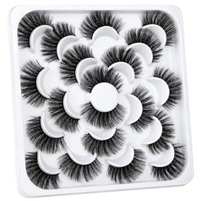 img 3 attached to 👁️ Mavphnee Thick Fluffy 20MM Faux Mink Lashes - Dramatic False Eyelashes Pack | 10 Pairs Crossed 3D Volume Fake Eyelashes | Soft Reusable Strip Eye Lashes